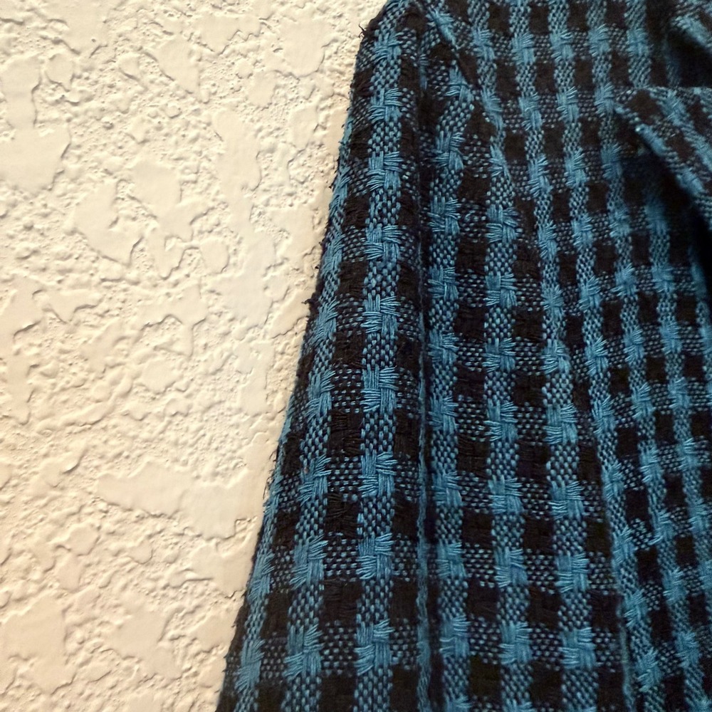 Romeo Gigli 100% Silk Gingham Blazer Blue Black Italian Designer Jacket 42 Small - Picture 5 of 15